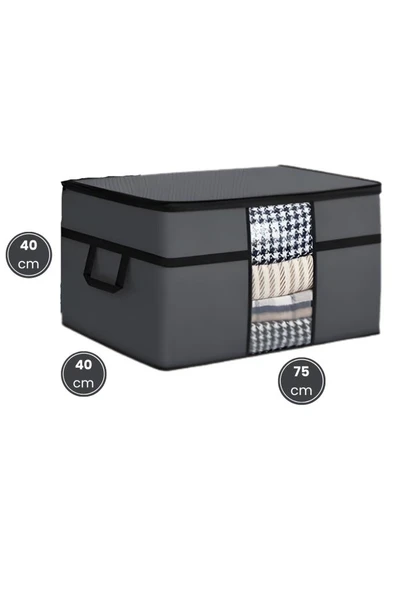 3’lü Yorgan Hurcu Seti, Yastık Yorgan Kıyafet Giysi Çamaşır Çeyizlik Düzenleyici (70x40cm) 3 Adet - Resim 2