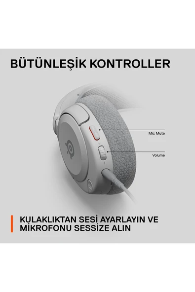 (OUTLET) SteelSeries Arctis Nova 1 White Mikrofonlu Beyaz Kablolu Gaming (OYUNCU) Kulaklık - Resim 4