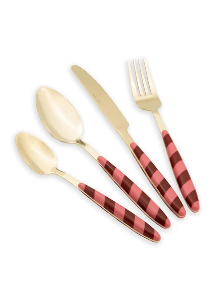 The Mia Joy Çatal Kaşık Bıçak Takımı Pembe Gold 24 Parça ürün görseli 1