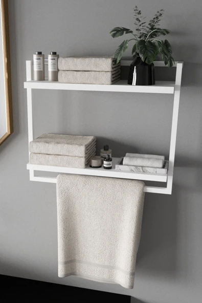 AJU 2 Katlı Raf Havluluk Kitaplık Aksesuar Rafı Ev Banyo Mutfak Düzenleyici Çok Amaçlı Raf Geniş Aralık - 2