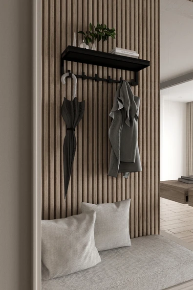 AJU Portmanto Duvar Askısı 6 Kanca Geniş Askılık Elbise Palto Şemsiye Askısı Banyo Mutfak Ev Askılığı - 5