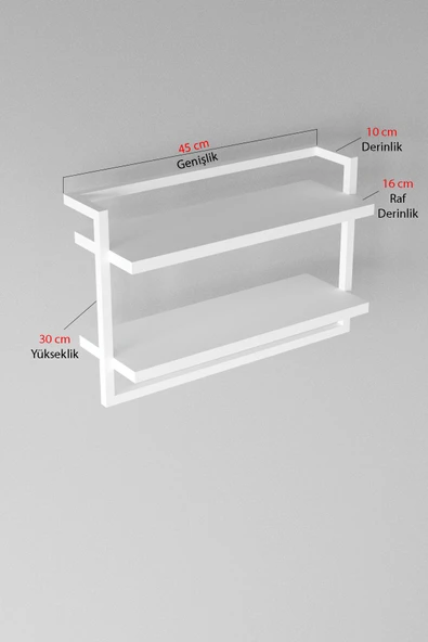 AJU Havluluk 2Katlı Kitaplık Aksesuar Rafı Ev Banyo Mutfak Düzenleyici Duvara Kolay Monte Çok Amaçlı Raf - 7