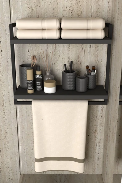 AJU 2 Katlı Raf Havluluk Kitaplık Aksesuar Rafı Ev Banyo Mutfak Düzenleyici Çok Amaçlı Raf Geniş Aralık