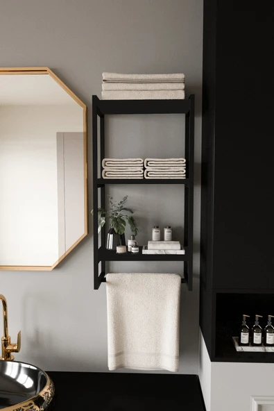 AJU Havluluk Duvar Rafı 3 Katlı Raf Banyo Mutfak Düzenleyici Modern Geniş Depolama Rafı Şık Havlu Askısı - 3