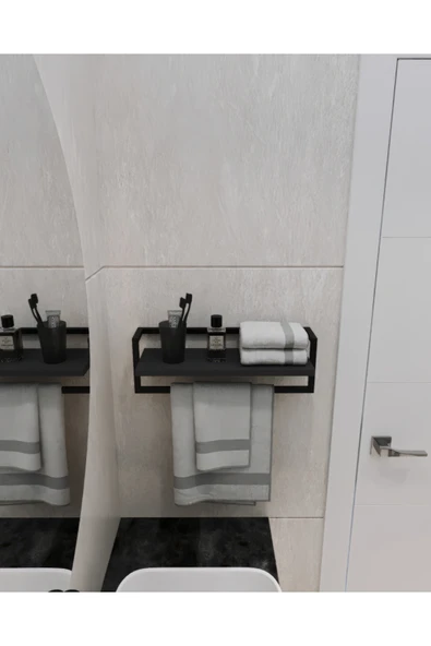 AJU Havluluk Banyo Rafı Sabunluk Şal Askılığı Havlu Askısı Banyo Mutfak Düzenleyici Çok Amaçlı Raf - 2