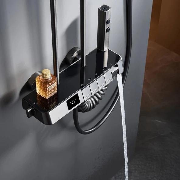 PIANO Tepe Duş Sistemi Termostatik Metalik Gri DS.PN710GR - 5