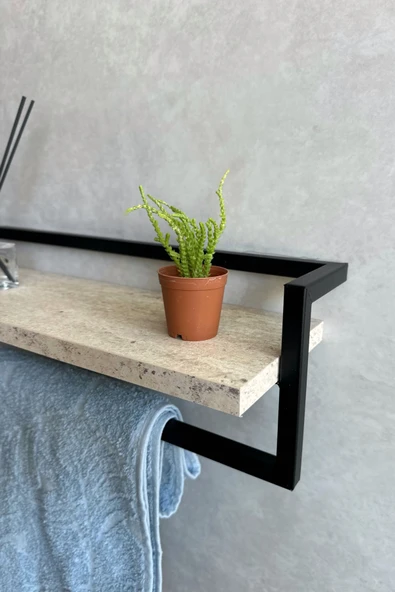 AJU Havluluk Banyo Rafı Sabunluk Şal Askılığı Havlu Askısı Banyo Mutfak Düzenleyici Modern Şık Raf - 3
