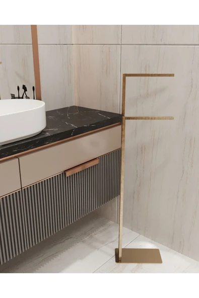 AJU Havluluk Kağıt Havlu Askısı Gold Metal Malzeme Kurulum Gerektirmez Devrilmez Banyo Düzenleyici - 4