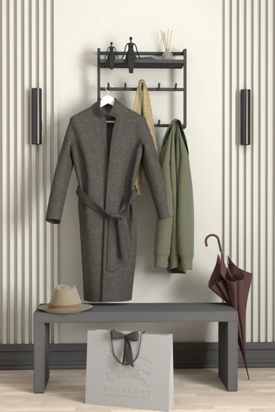 AJU Raflı Duvar Askılığı Portmanto Modern Metal Askılık Hol Koridor Mutfak Banyo Elbise Havlu Askısı - 4