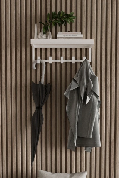 AJU Modern Portmanto Duvar Tipi Askılık ve Raf Ceket Şemsiye Çanta Havlu Elbise Posta Hol Koridor Askısı - Resim 2