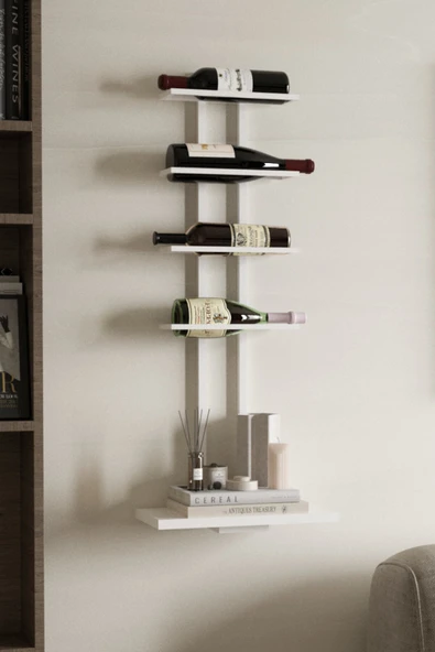 AJU Şaraplık ve Kadeh Rafı Duvara Monte Şarap Mahseni Modern Duvar Alkol Rafı – Metal ve Ahşap Tasarım - 5