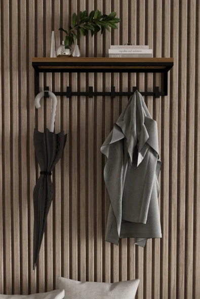 AJU Portmanto Duvar Askısı 6 Kanca Geniş Askılık Elbise Palto Şemsiye Askısı Banyo Mutfak Ev Askılığı ürün görseli 1