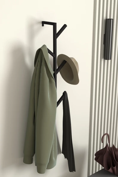 AJU Fidan Askılık 5 Kollu Antre Hol Askılığı Çanta Şal Mont Havlu Bornoz Çok Amaçlı Metal Askılık - 2