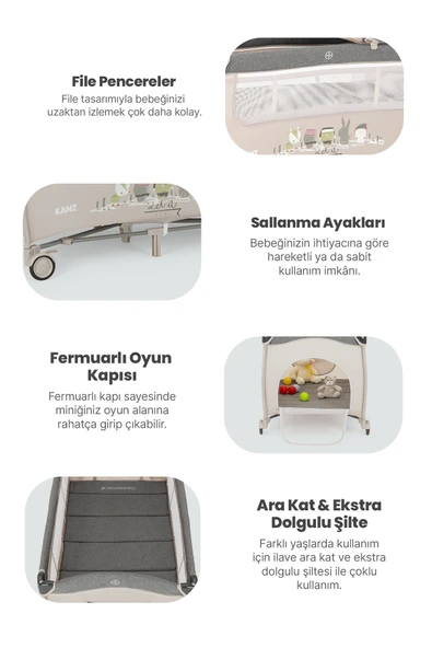 Kanz Pretty Park Yatak ve Oyun Parkı Fume - Resim 3