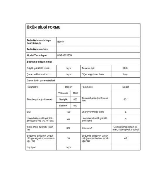 Bosch KGB86CIE0N 631 LT No-Frost Kombi Tipi Buzdolabı - 5