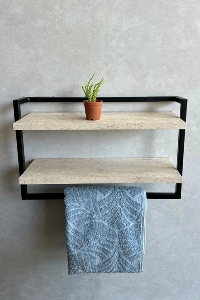 AJU Havluluk 2Katlı Kitaplık Aksesuar Rafı Ev Banyo Mutfak Düzenleyici Duvara Kolay Monte Çok Amaçlı Raf