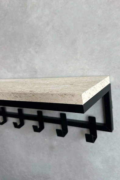 AJU Modern Portmanto Duvar Tipi Askılık ve Raf Ceket Şemsiye Çanta Havlu Elbise Posta Hol Koridor Askısı - 5