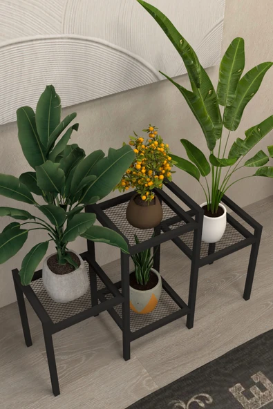 AJU Saksılık Çiçeklik 4 Katlı Metal Saksı Standı Ev Bahçe Balkon Mobilyası Dekoratif Raf Uzun Ömürlü - 3