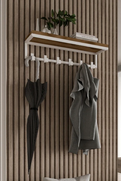 AJU Portmanto Duvar Askısı 6 Kanca Geniş Askılık Elbise Palto Şemsiye Askısı Banyo Mutfak Ev Askılığı - 3