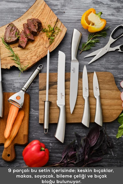 Meister Bremen Alman Çeliği 9 Parça Bıçak Seti - Resim 4