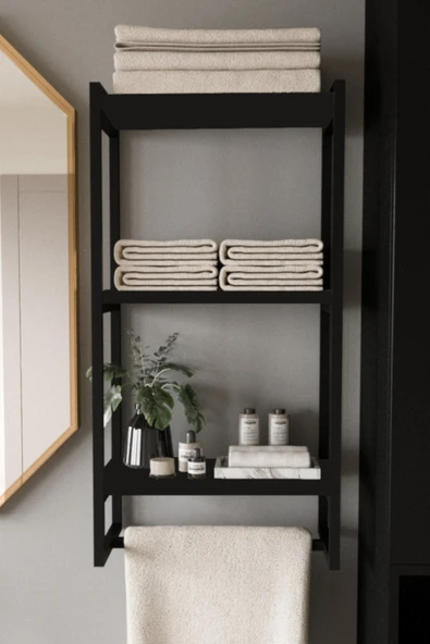 AJU Havluluk Duvar Rafı 3 Katlı Raf Banyo Mutfak Düzenleyici Modern Geniş Depolama Rafı Şık Havlu Askısı - 2