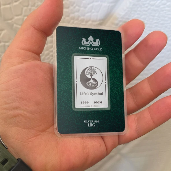 999 Ayar Gümüş ile Üretilmiş Yin Yang Sembolü ile Bütünleşen Ağaç Temalı Hediyelik 10 Gram Gümüş Külçesi-691 - 3