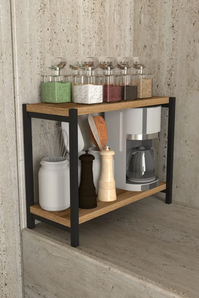 AJU Tezgah Üstü Raf Masaüstü Ayaklı Organizer Mutfak Banyo Düzenleyici Baharatlık Kitaplık Yüksek Raflı - 3