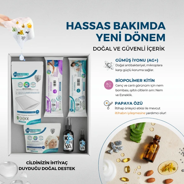 Gümüş İyonlu Yatan ve Evde Hasta Bakım Seti 12'li Perine Temizleme Mendili Hediyeli - Resim 6