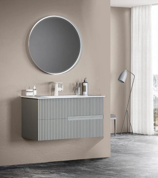 Orka Moonlight 70 cm Mat Gri Banyo Dolabı Alt Modül ve Lavabo - Resim 2