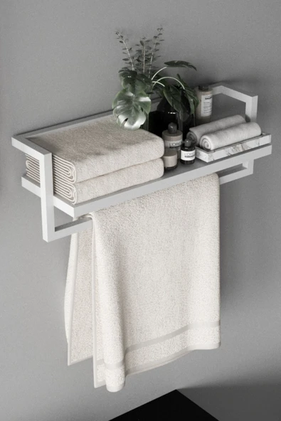 AJU Havluluk Banyo Rafı Havlu Askısı Şal Aksesuar Bakım Ürünleri Banyo Mutfak Düzenleyici Baharatlık Raf - 3