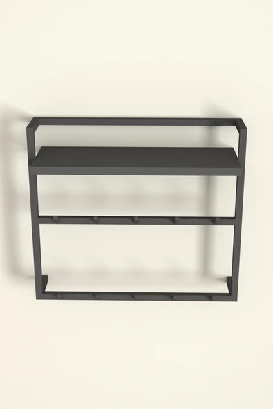 AJU Raflı Duvar Askılığı Portmanto Modern Metal Askılık Hol Koridor Mutfak Banyo Elbise Havlu Askısı - 7