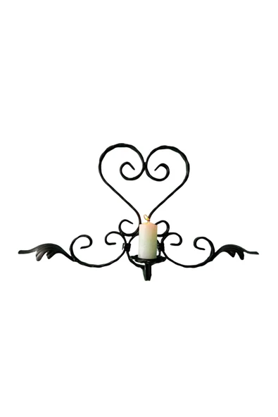 AJU Mumluk Ferforje Aplik Duvar Monte Dekoratif Şamdan Metal Ev Bahçe Balkon Ofis Dekorasyonu ( Siyah )' - 5