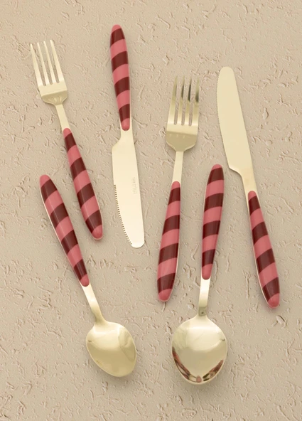 The Mia Joy Çatal Kaşık Bıçak Takımı Pembe Gold 36 Parça - Resim 2