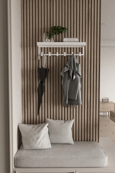 AJU Portmanto Duvar Askısı 6 Kanca Geniş Askılık Elbise Palto Şemsiye Askısı Banyo Mutfak Ev Askılığı - 4