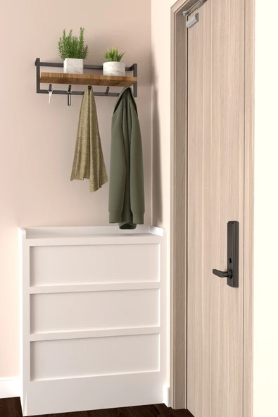 AJU Modern Metal Raflı Askılık Portmanto Hol Koridor Mutfak Banyo Havlu Elbise Anahtar Askısı - Resim 5