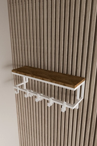 AJU Raflı Metal Duvar Askılığı – Modern Ceket, Mont, Havlu ve Şemsiye Askısı - 6