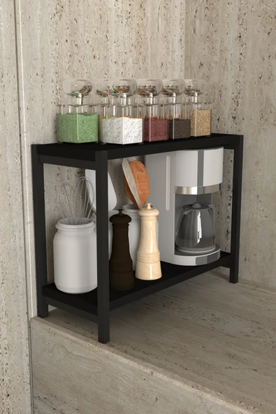 AJU Tezgah Üstü Raf Masaüstü Ayaklı Organizer Mutfak Banyo Düzenleyici Baharatlık Kitaplık Yüksek Raflı - 3