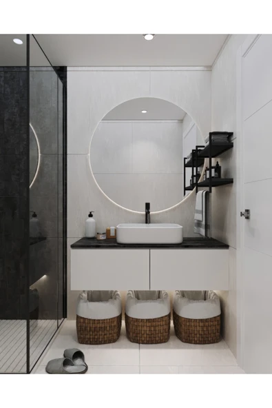 AJU Havluluk 2 Katlı Duvara Monte Raf Aksesuarlık Şal Askılığı Banyo Mutfak Düzenleyici Çok Amaçlı Raf - 5