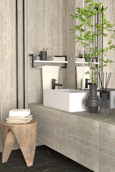 AJU Havluluk Banyo Rafı Sabunluk Şal Askılığı Havlu Askısı Banyo Mutfak Düzenleyici Çok Amaçlı Raf - 3