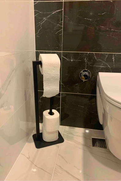 AJU Tuvalet Kağıtlığı Yedekli Özel Tasarım Ağır Döküm Ayaklı Devrilmez Banyo Tuvalet Kurulum Gerektirmez - 5