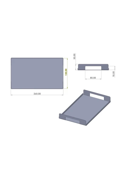 AJU Servis Tepsisi, Minimalist Siyah Metal Tepsi, Vale Tepsisi, Dekoratif Mutfak Tepsi, Parfüm Tepsisi - 7