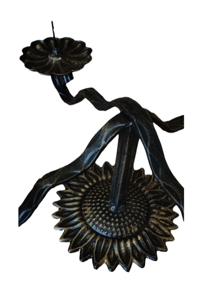 AJU Şamdan Mumluk Ferforje 4 Mumlu Tasarım Ev Bahçe Dekorasyonu Vintage Dekoratif Paslanmaz Kaplama Gold - 3