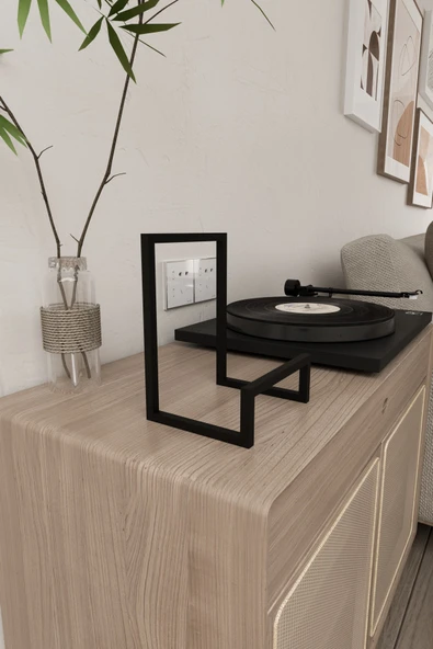 AJU Plak Standı LP Plak Tutucu Plaklık Plak Rafı Metal Modern Dekoratif Plak Kitap Fotoğraf Tutucu - 5