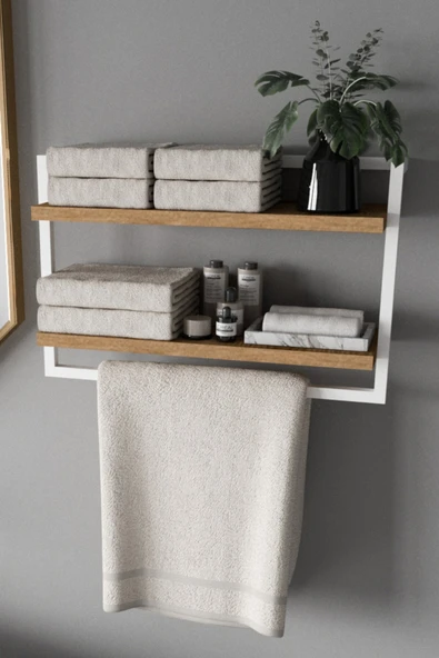 AJU Havluluk 2Katlı Kitaplık Aksesuar Rafı Ev Banyo Mutfak Düzenleyici Duvara Kolay Monte Çok Amaçlı Raf - 2