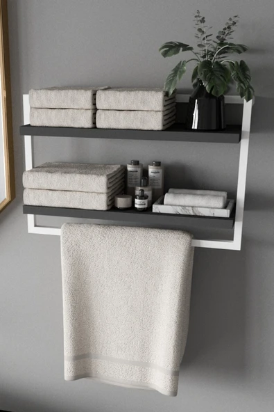 AJU Havluluk 2Katlı Kitaplık Aksesuar Rafı Ev Banyo Mutfak Düzenleyici Duvara Kolay Monte Çok Amaçlı Raf - 2