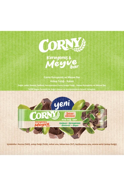 Corny Kuruyemiş & Meyve Bar Antep Fıstığı Kakao 35g x 12 Adet - 3