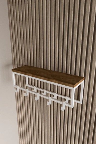 AJU Modern Duvar Askılığı | Raflı Metal Askılık | Dekoratif Giriş ve Antre Düzenleyici - 7