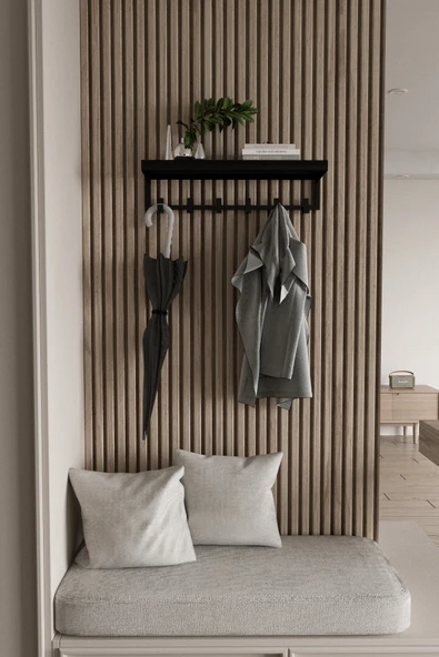 AJU Portmanto Duvar Askısı 6 Kanca Geniş Askılık Elbise Palto Şemsiye Askısı Banyo Mutfak Ev Askılığı - 4