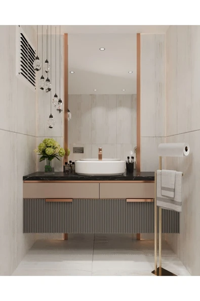 AJU Havluluk Kağıt Havlu Askısı Gold Metal Malzeme Kurulum Gerektirmez Devrilmez Banyo Düzenleyici - 2