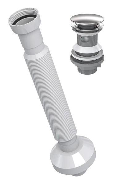 Karen Banyo Pop Up Sifon Paslanmaz Başlıklı+Körüklü Gider Borusu - Resim 2